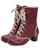 Vintage Lace-Up Faux Suede & Leather Mid Calf Boots