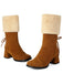 Vintage Contrasted Suede Plush Chunky Boots