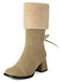Vintage Contrasted Suede Plush Chunky Boots
