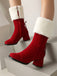 Vintage Contrasted Suede Plush Chunky Boots