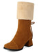 Vintage Contrasted Suede Plush Chunky Boots