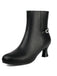 Retro Solid Faux Leather Side Zipper Ankle Boots