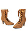 Retro Pointed Toe Lace-Up Faux-Suede Hollow Out Boots