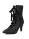 Retro Pointed Toe Lace-Up Faux-Suede Hollow Out Boots