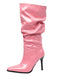 Vintage Solid Patent Leather Mid-Calf High Boots