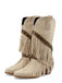 Vintage Denim Western Cowboy Tassel Mid-Calf Boots