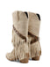 Vintage Denim Western Cowboy Tassel Mid-Calf Boots