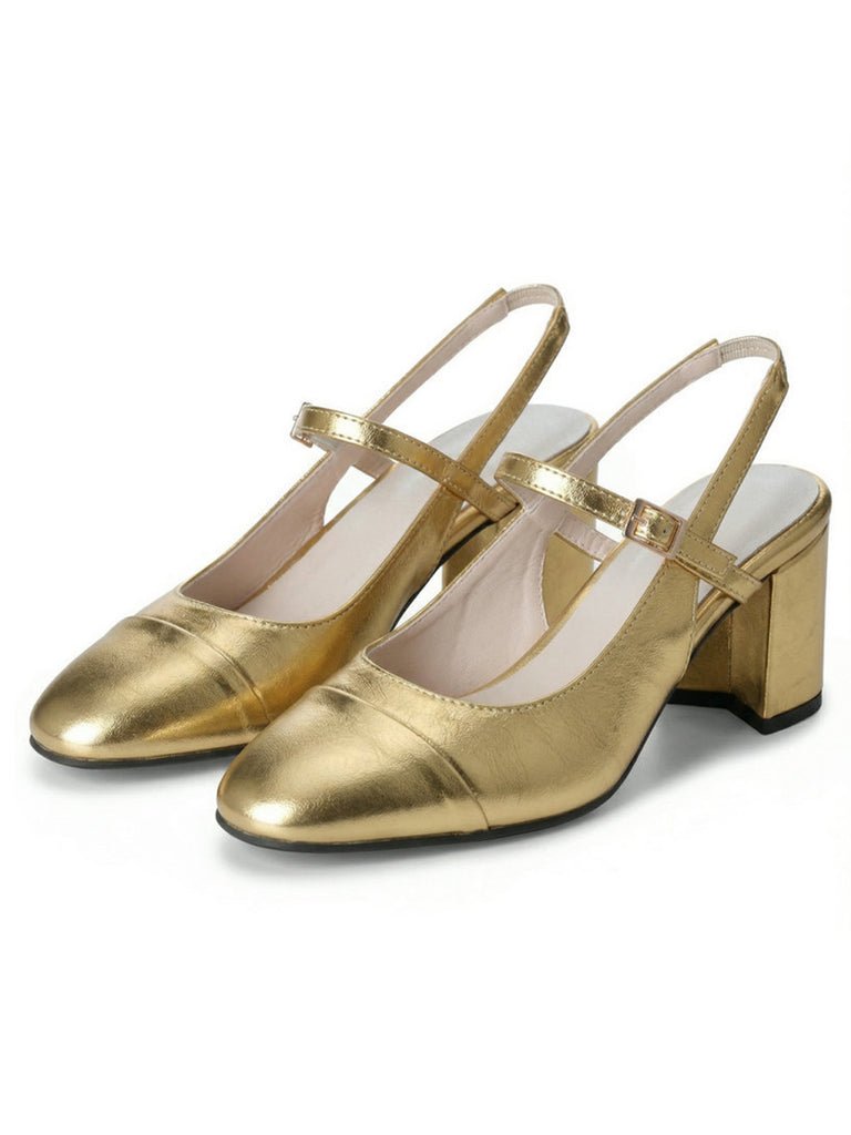 Pointed-Toe Ankle Strap Chunky-Heel Sandals, vintage shoes, retro heels - perfect for women who love vintage and retro fashion