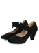 Suede Bow Mary Jane Block Heel Pumps