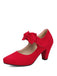 Suede Bow Mary Jane Block Heel Pumps