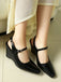 Faux Leather Pointed-Toe Wedge-Heeled Shoes with Buckles