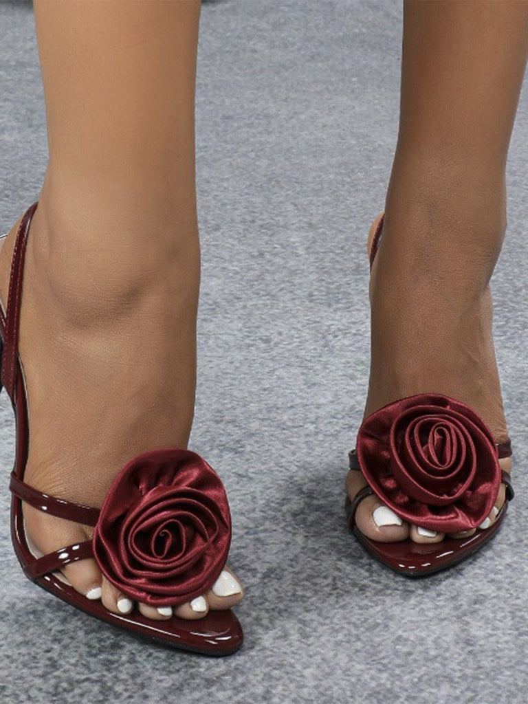 Wine Red 1970s Floral Shoes 2