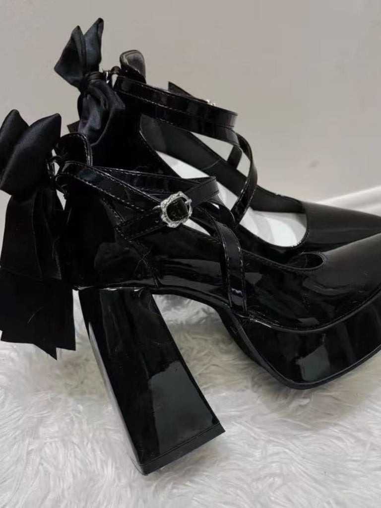 Pointed Toe Chunky Heel Classic Pumps 3