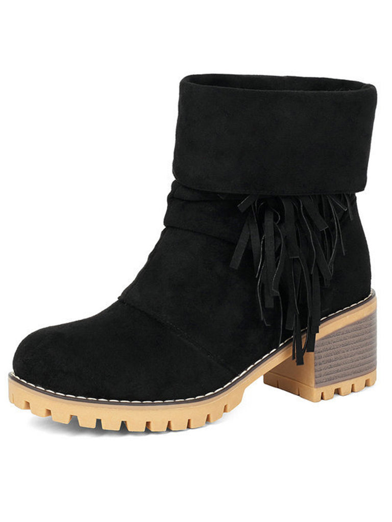 Western Fringe Lace Up Ankle Boots 1