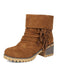 Suede 2-Way Fold-Over Fringe Chunky Heel Boots