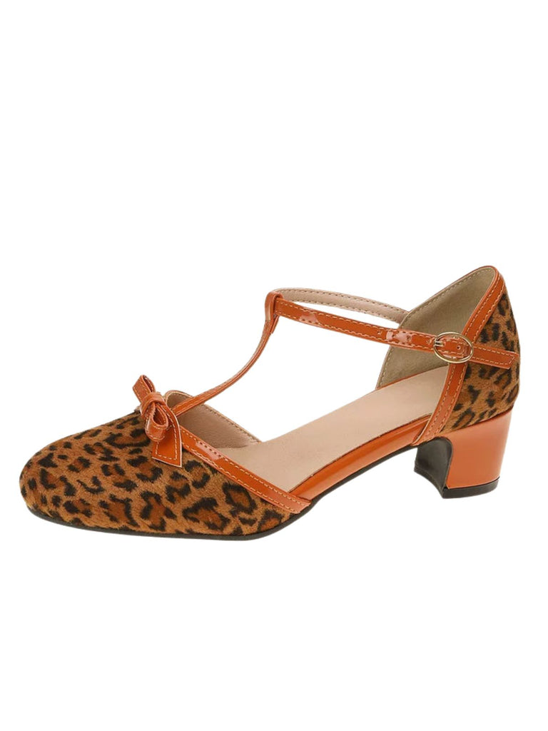 Leopard Print T Strap Mary Jane Heels 8