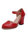 Retro PU Leather Chunky High Heels