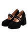 Black Vintage Velvet Tapered Mid Heels Shoes