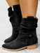 Vintage Solid Suede Mid-Calf Boots