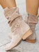 Vintage Solid Suede Mid-Calf Boots