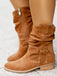 Vintage Solid Suede Mid-Calf Boots