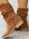 Vintage Solid Suede Mid-Calf Boots