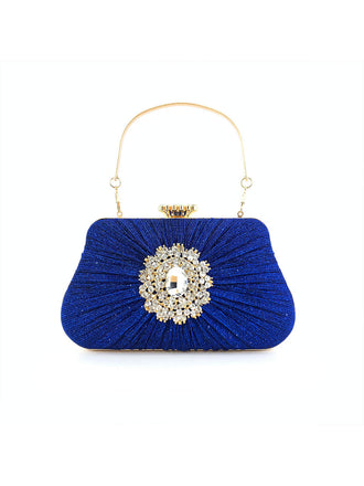 Vintage Pleated Crafted Rhinestone Bag
