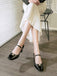 Round Toe Patent Leather Mid-Heeled Shoes