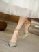 Green Pointed-Toe Studded Stiletto Heels