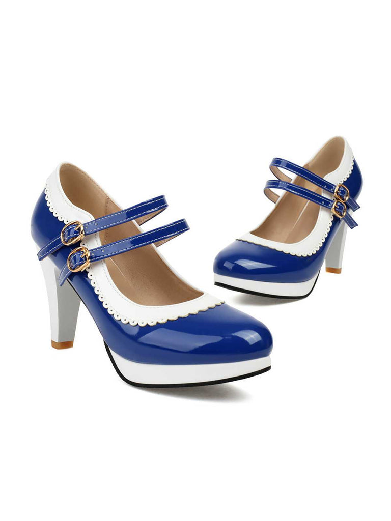 Retro Mary Jane Chunky High Heels Shoes