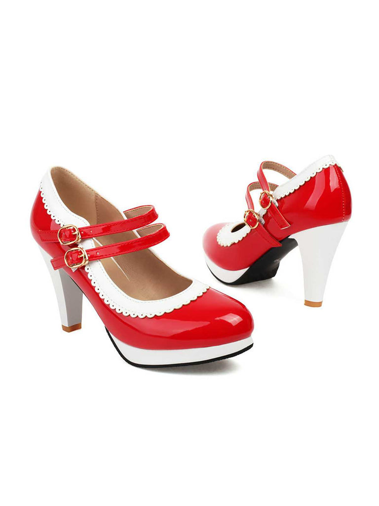 Retro Mary Jane Chunky High Heels Shoes