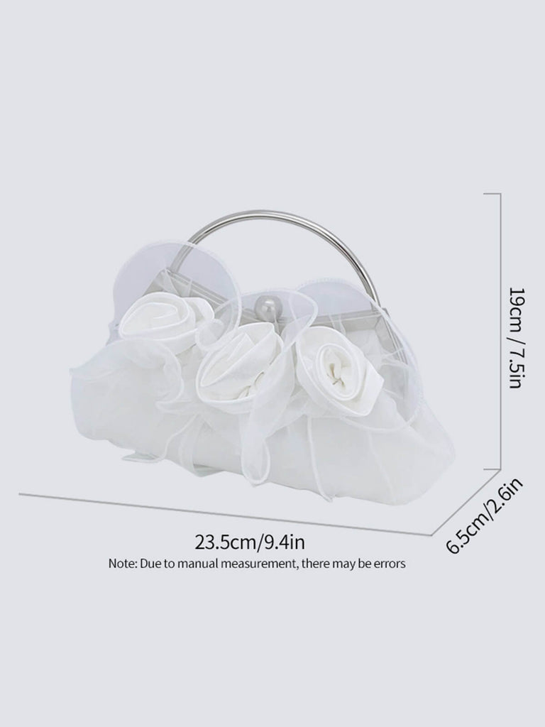 Vintage White Rose Silk Gauze Handbag