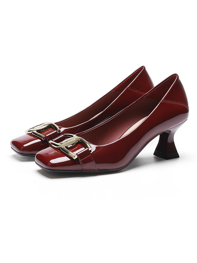 Square Toe Patent High Heels Shoes