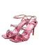 Pink Rhinestoned Patent Leather Heeled Slippers