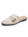 Retro Beige Leather Loafers Half Slippers