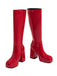 Patent Leather Round Toe Solid High Heel Boots