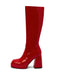 Patent Leather Round Toe Solid High Heel Boots