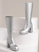 Patent Leather Round Toe Solid High Heel Boots