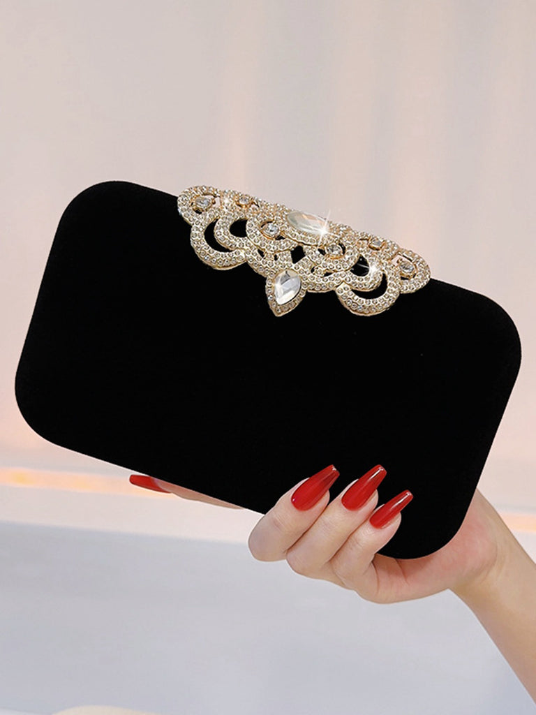 Vintage Rhinestoned Velvet Evening Hand Bag