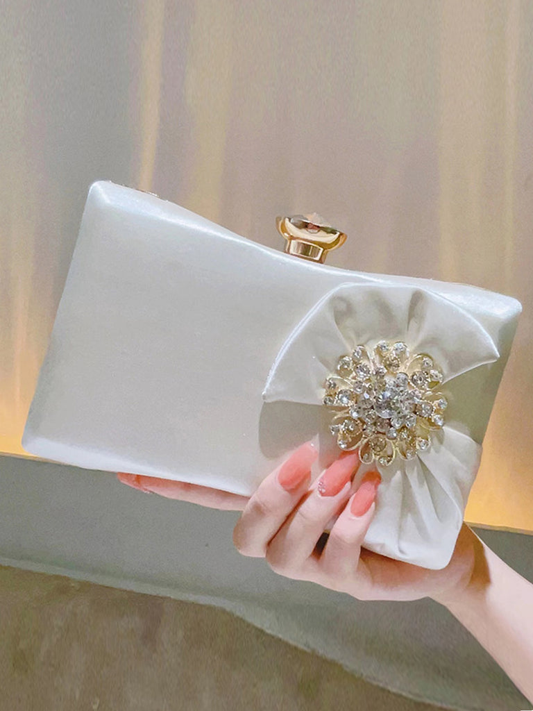 Retro Satin Diamond Evening Handbag