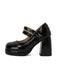 Retro Mary Jane Patent Leather Platform Chuny Heels