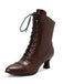 Retro Leather High Heel Boots