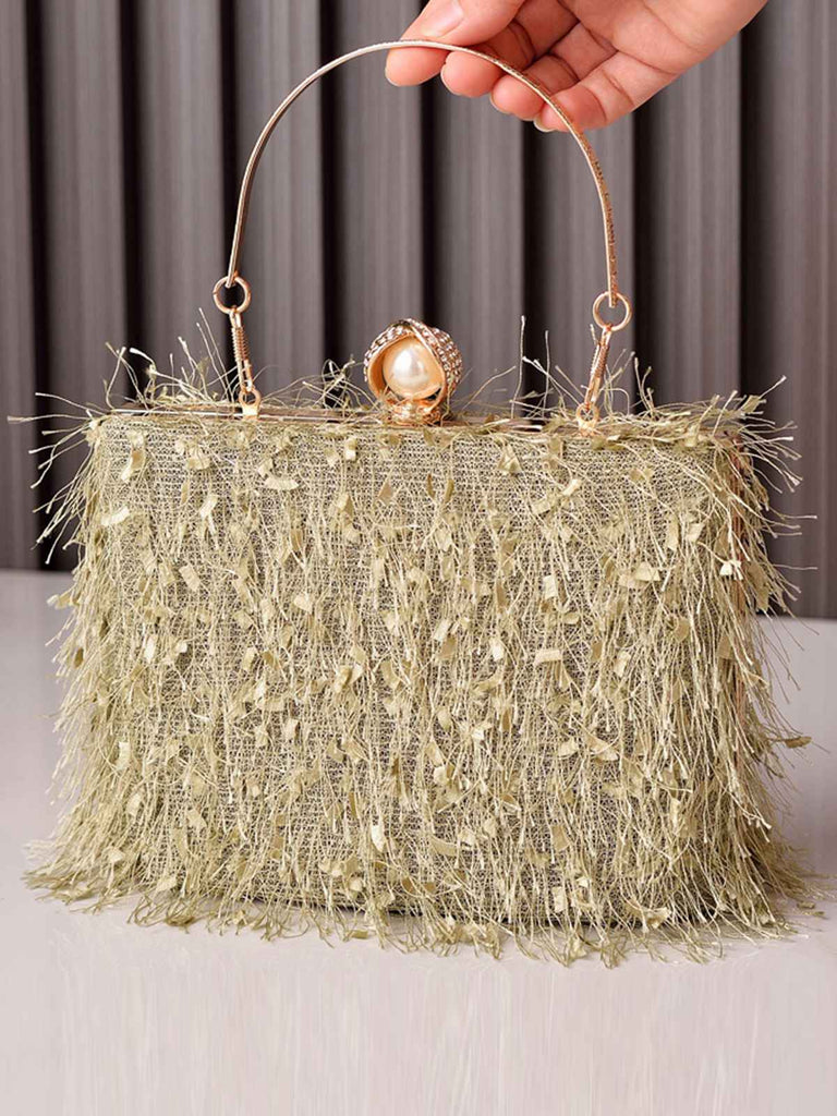 Vintage Pearl Tassel Top Handle Bag