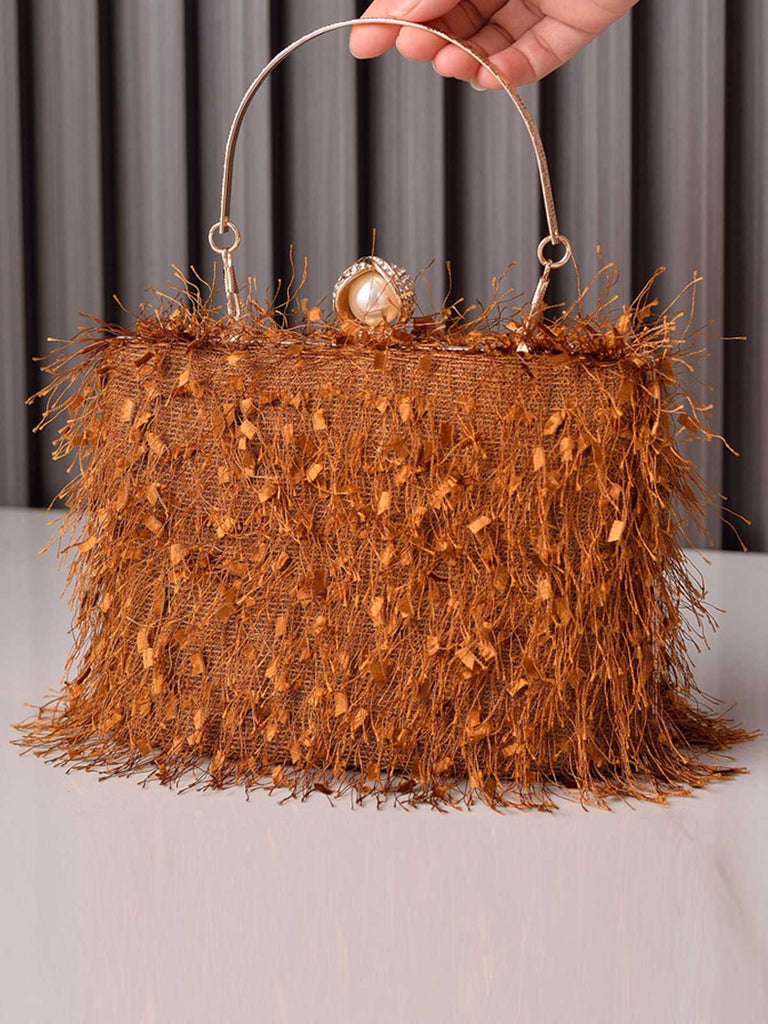 Vintage Pearl Tassel Top Handle Bag