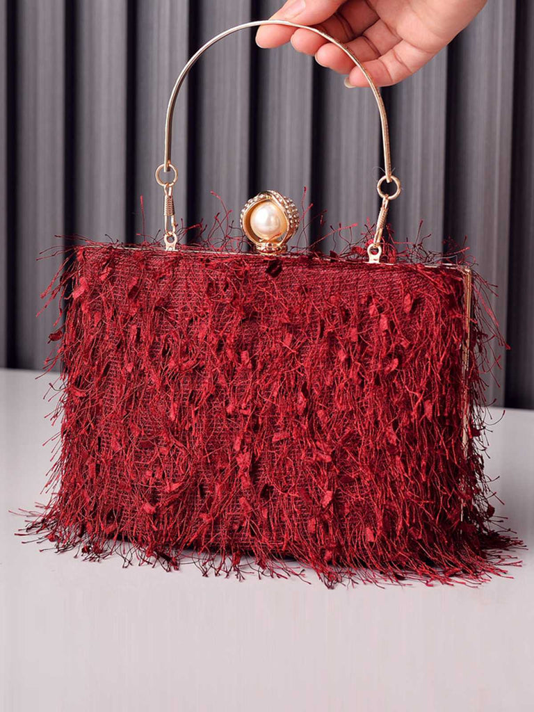 Vintage Pearl Tassel Top Handle Bag