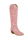 Embroidered Chunky Heel Mid-Calf Cowboy Boots