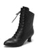 Vintage Leather Lace-up Kitten Heel Boots