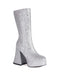 Square Toe Sequined Chunky Heel Mid-Calf Boots