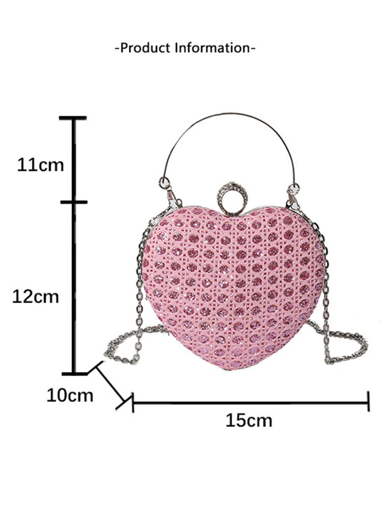 Heart Rhinestone Chain Evening Handbag