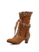 Vintage Leather Petal Edge Lace-Up Boots